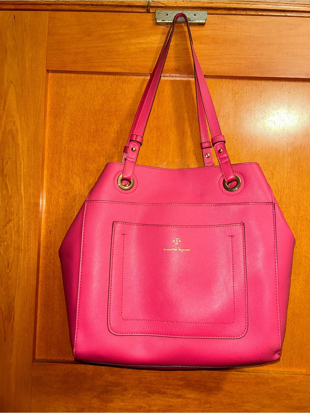 Nannette Lepore Pink Vegan Leather Shoulder Tote Bag Purse